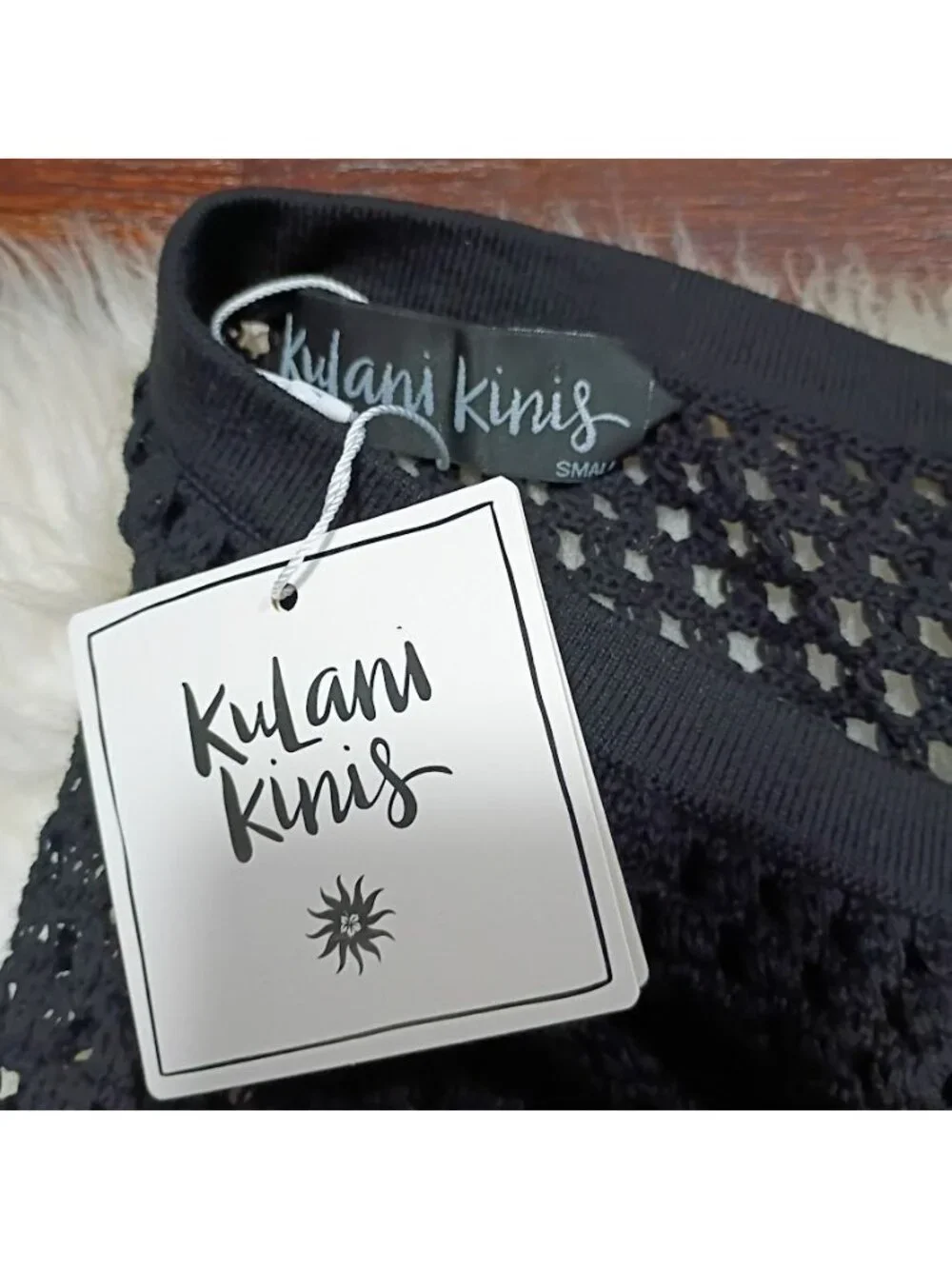 Kulani Kinis Crochet Ring Maxi Skirt Black Small Cover-Up